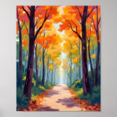 Herfstpad valbladschildering poster (Voorkant)