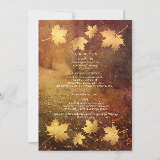 herfstpad vallende esdoorn bladeren bruiloft detai (Voorkant)