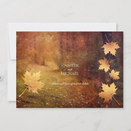 herfstpad vallende esdoorn bladeren bruiloft detai (Achterkant)