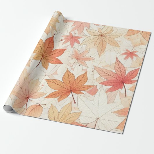 herfstpapier voor het inpakken van esdoornblad cadeaupapier (Uitgerold)