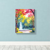 Herfstpark herfstloof aquarel canvas afdruk (Insitu (Houten vloer))