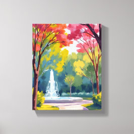 Herfstpark herfstloof aquarel canvas afdruk