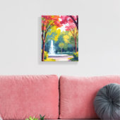 Herfstpark herfstloof aquarel canvas afdruk (Insitu (Woonkamer))