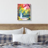 Herfstpark herfstloof aquarel canvas afdruk (Insitu (Slaapkamer))