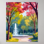 Herfstpark herfstloof aquarel poster (Voorkant)