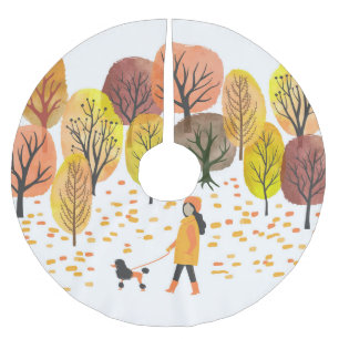 Herfstpark Waterverf: scène Kerstboom Rok