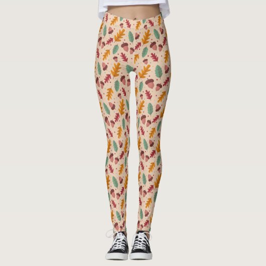 Herfstpatroon blad Leggings (Voorkant)