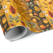 Herfstpatroon met eikels, witte bloemen cadeaupapier (Rol Hoek)