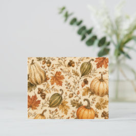 Herfstpatroon met pompoen en kalebassen briefkaart