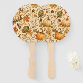Herfstpatroon met pompoen en kalebassen handwaaier