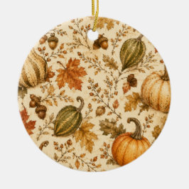 Herfstpatroon met pompoen en kalebassen keramisch ornament