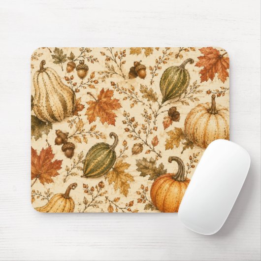 Herfstpatroon met pompoen en kalebassen muismat (Met muis)