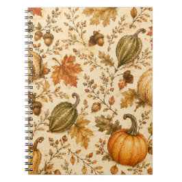 Herfstpatroon met pompoen en kalebassen notitieboek
