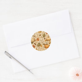 Herfstpatroon met pompoen en kalebassen ronde sticker