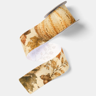 Herfstpatroon met pompoen en kalebassen satijnen lint