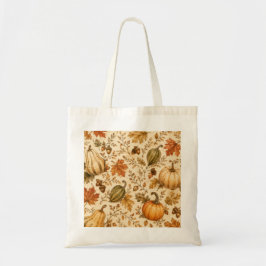 Herfstpatroon met pompoen en kalebassen tote bag