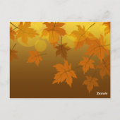 Herfstpatroon met vallende esdoornbladeren en boke briefkaart (Achterkant)