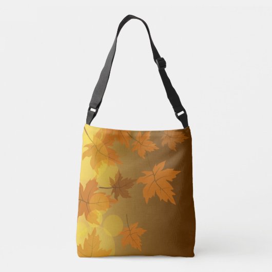Herfstpatroon met vallende esdoornbladeren en boke crossbody tas (Achterkant)