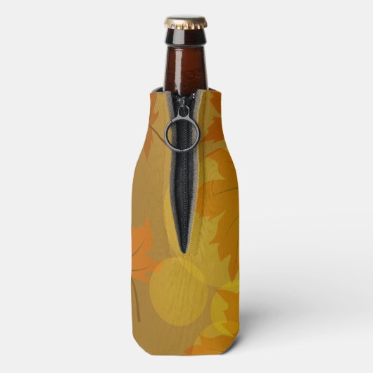 Herfstpatroon met vallende esdoornbladeren en boke flesjeskoeler (Fles Achterkant)