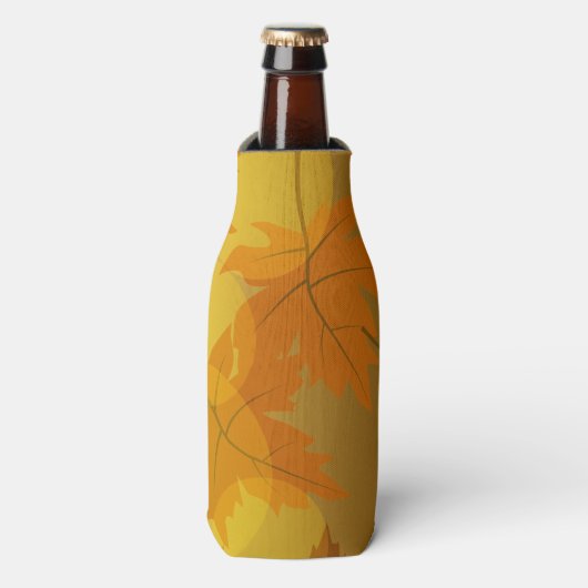 Herfstpatroon met vallende esdoornbladeren en boke flesjeskoeler (Fles Voorkant)