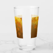 Herfstpatroon met vallende esdoornbladeren en boke glas (Links)