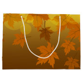 Herfstpatroon met vallende esdoornbladeren en boke groot cadeauzakje (Achterkant)
