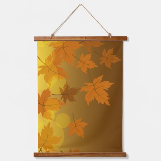 Herfstpatroon met vallende esdoornbladeren en boke hangend wandkleed (Voorkant)