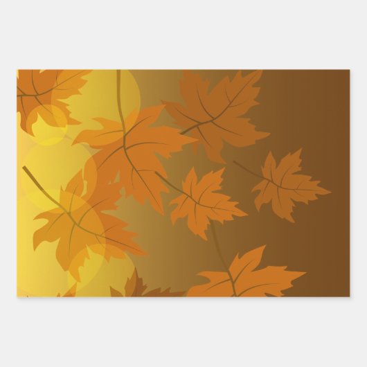 Herfstpatroon met vallende esdoornbladeren en boke inpakpapier vel (Voorkant 3)