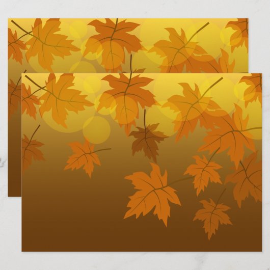 Herfstpatroon met vallende esdoornbladeren en boke kaart (Voorkant / Achterkant)