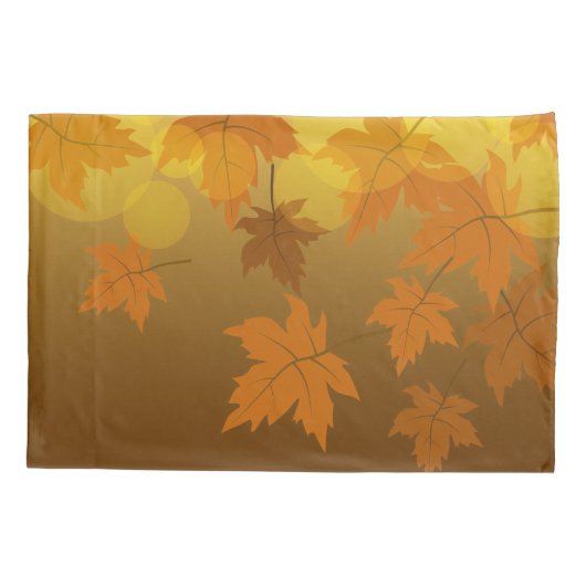 Herfstpatroon met vallende esdoornbladeren en boke kussensloop (Achterkant)