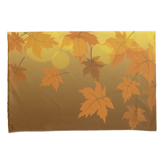 Herfstpatroon met vallende esdoornbladeren en boke kussensloop (Voorkant-Rechts)