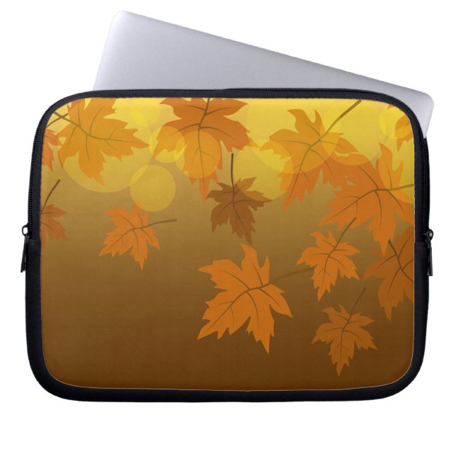 Herfstpatroon met vallende esdoornbladeren en boke laptop sleeve (Voorkant)