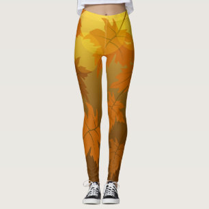 Herfstpatroon met vallende esdoornbladeren en boke leggings