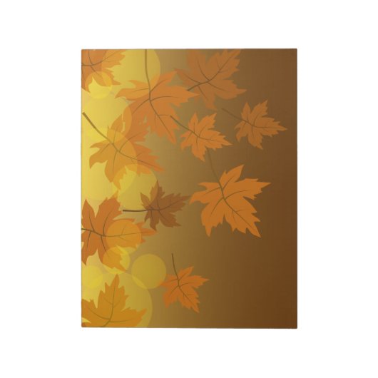 Herfstpatroon met vallende esdoornbladeren en boke notitieblok (Linkerzijde)