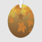 Herfstpatroon met vallende esdoornbladeren en boke ornament (voorkant)