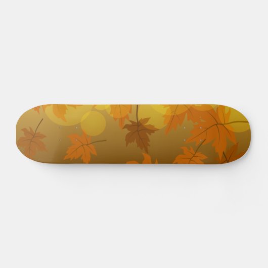 Herfstpatroon met vallende esdoornbladeren en boke persoonlijk skateboard (Horizontaal)