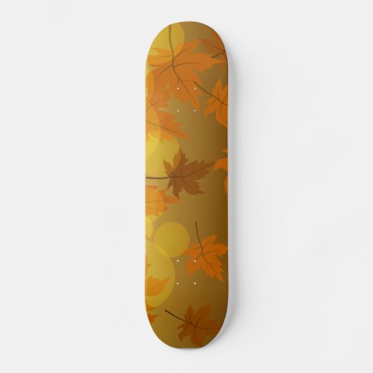 Herfstpatroon met vallende esdoornbladeren en boke persoonlijk skateboard (Voorkant)