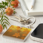 Herfstpatroon met vallende esdoornbladeren en boke sleutelhanger (Voorkant Rechts)