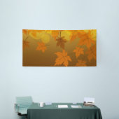 Herfstpatroon met vallende esdoornbladeren en boke spandoek (Beurs)