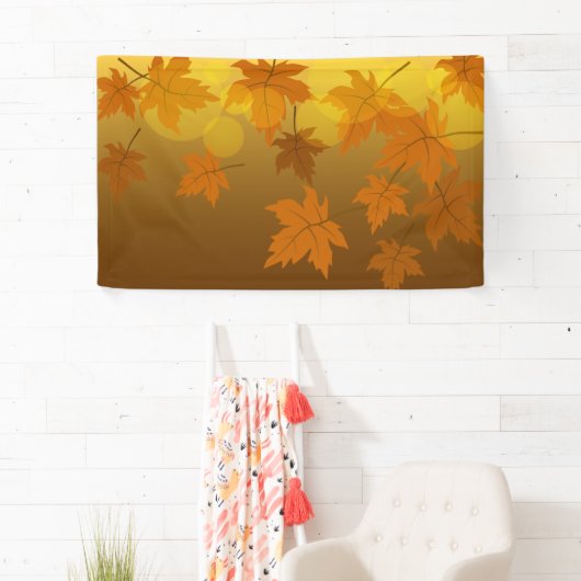 Herfstpatroon met vallende esdoornbladeren en boke spandoek (Insitu)