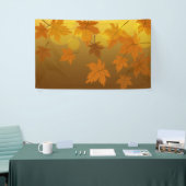 Herfstpatroon met vallende esdoornbladeren en boke spandoek (Beurs)