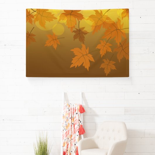 Herfstpatroon met vallende esdoornbladeren en boke spandoek (Insitu)