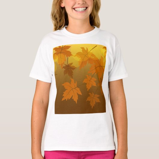 Herfstpatroon met vallende esdoornbladeren en boke t-shirt (Voorkant)