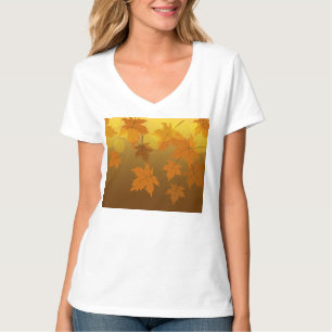 Herfstpatroon met vallende esdoornbladeren en boke t-shirt