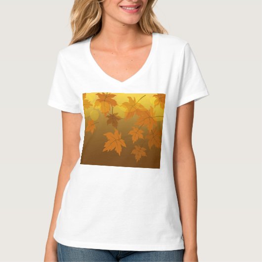 Herfstpatroon met vallende esdoornbladeren en boke t-shirt (Voorkant)
