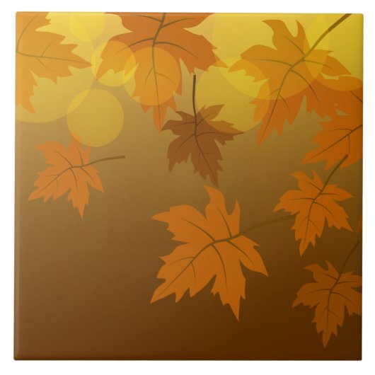 Herfstpatroon met vallende esdoornbladeren en boke tegeltje (Voorkant)