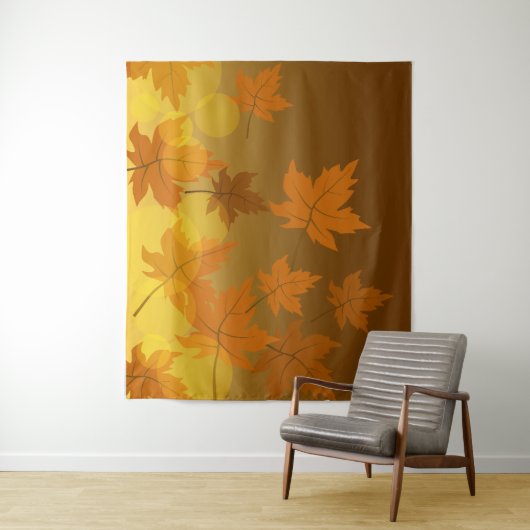 Herfstpatroon met vallende esdoornbladeren en boke wandkleed (In situ)