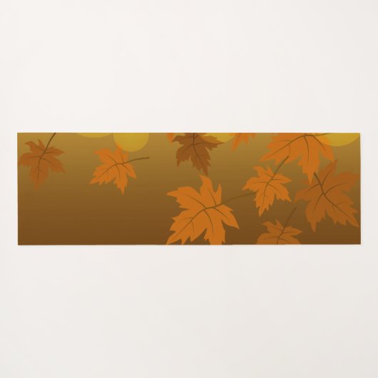 Herfstpatroon met vallende esdoornbladeren en boke yogamat (Achterkant (horizontaal))