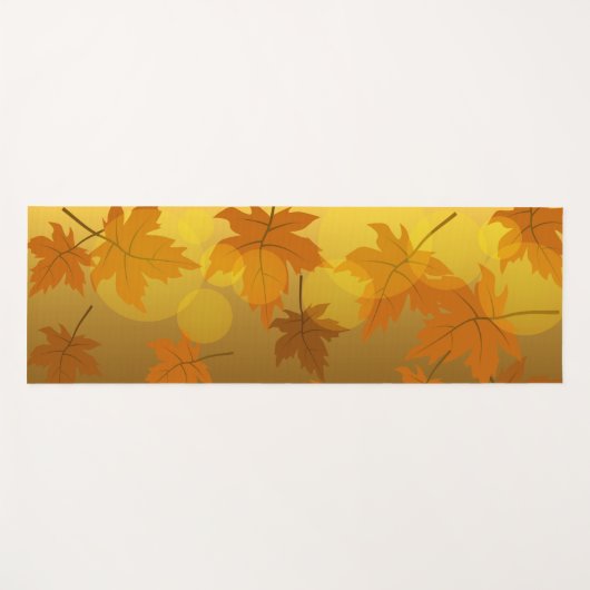 Herfstpatroon met vallende esdoornbladeren en boke yogamat (Voorkant (horizontaal))