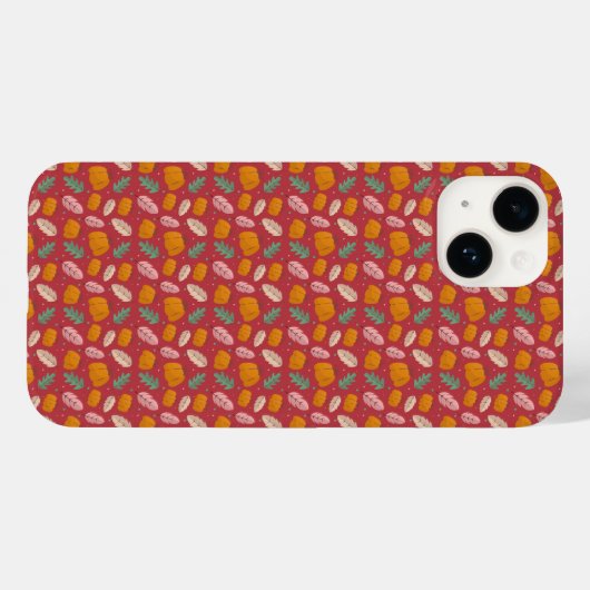 Herfstpatroon Rood Sinaasappel iPhone Case (Achterkant (horizontaal))